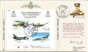 WW2 fighter ace signed RAF cover. 75th Anniversary of No 111 Squadron 1st August 1992 signed FDC No.