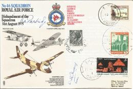 Great War veterans Partridge and Hussey signed cover. No46 Squadron Royal Air Force Disbandment of