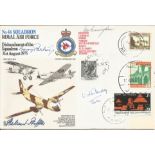 Helmet Ruffler, D Cunningham, W Hussey plus one other signed flown FDC No46 Squadron Disbandment