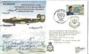 WW2 US fighter ace Capt George Chandler signed RAF B24 Liberator bomber cover, flown by F111E.