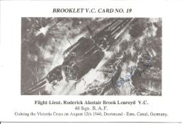 Flight-Lieut. Roderick Alastair Brook Learoyd VC. 48 Sqn RAF signed Brooklet VC Card No 19 gaining