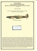 Flying Officer Eric Leonard Ronald Poole Queen's Commendation signature piece. WW2 RAF Battle of