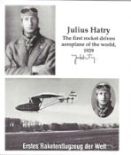 Julius Hatry 1st Rocket Plane pilot signed montage photo; he flew it in 1929. Good conditon. We