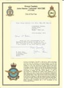 Group Captain John Hamar Johnnie Hill CBE MiD typed signed letter. WW2 RAF Battle of Britain
