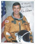 Astronaut Don Peterson space shuttle signed 10 x 8 colour photo in orange Space Suit to Glynn.