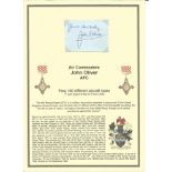 Air Commodore John Oliver AFC signature piece. Set into superb A4 descriptive page. Good conditon.