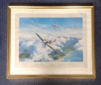 Battle of Britain 25x20 framed print titled Spitfire by the artist Robert Taylor signed in pencil by