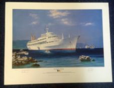 Canberra print approx 28x18 signed in pencil by the artist Colin Verity and Captain David Hannah