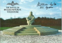 Battle of Britain Memorial Folkestone postcard signed by Sqn Ldr Iain Hutchinson 222 Sqn Battle of