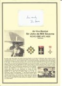 Air Vice Marshal John de Milt Severne KCVO OBE AFC ADC signature piece. Set into superb A4