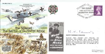 Harry Norman Edwards signed FDC Great War 27 The Somme The Battle of Bazentin Ridge 14-22 July
