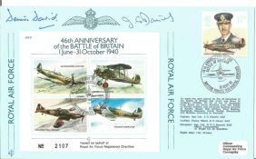 Group Captain Dennis David CBE DFC AFC signed Royal Air Force flown FDC 46th Anniversary of the