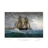 Nautical Artists Proof print 18x14 approx titled RMS Britannia 1840 Off the Anglesey Coast signed in
