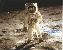 Buzz Aldrin Apollo XI moonwalker signed stunning 10 x 8 inch colour visor shot of him on the Moon