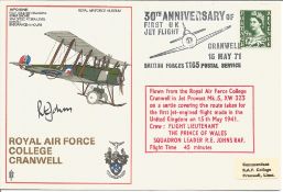 Prince Charles flown and signed by tutor cover. Royal Air Force College Cranwell 30th Anniversary of