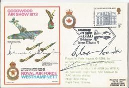 WW2 aces Sir Douglas Bader DSO DFC and AVM Johnnie Johnson DSO DFC signed 1973 Goodwood Airshow