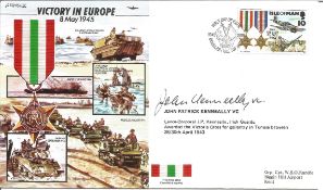 Victory In Europe 8th May 1945 signed FDC No 84 of 500 date stamp 8th May 1995 Northolt. Flown in
