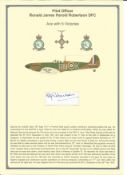 Pilot Officer Ronald James Harold Robbie Robertson DFC signature piece. WW2 RAF Battle of Britain