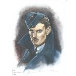 Flt Lt James Coward WW2 RAF Battle of Britain Pilot signed colour print 12x8 inch signed in