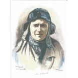 Plt Off John Ellacombe WW2 RAF Battle of Britain Pilot signed colour print 12 x 8 inch signed in