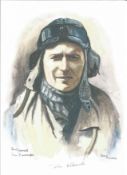 Plt Off John Ellacombe WW2 RAF Battle of Britain Pilot signed colour print 12 x 8 inch signed in