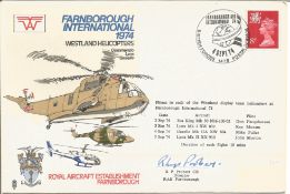 R. P. Probert CB signed flown Farnborough International 1974 Westland Helicopters FDC No 19 of