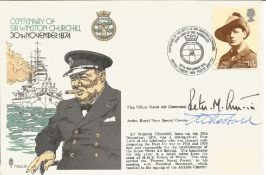 Admiral P Austin and cover artist Tony Theobald signed Centenary of Sir Winston Churchill 30th