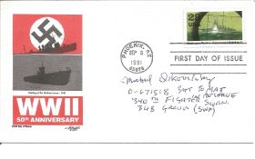 Michael Dikovitsky signed WWII 50th Anniversary sinking of the Reuben James 1941 FDC. The reverse of