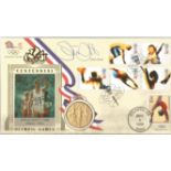 Steve Ovett signed Centennial Olympic Games FDC. 800m gold medallist. Good Condition. All autographs