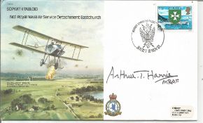 Arthur T Harris signed Sopwith Tabloid bomber cover. Good Condition. All autographs are genuine hand