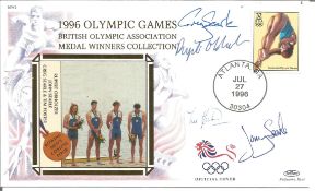 Greg Searle, Jonny Searle, Tim Foster, Rupert Obholzer signed 1996 Olympic Games cover. 1996 Olympic