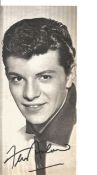 Frankie Avalon signed black and white newspaper photo. Good Condition. All autographs are genuine