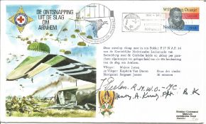 Flt Lt Henry A. King and J Peelan RMWO MC signed flown De Ontsnapping Uit De Slag Om Arnhem FDC No