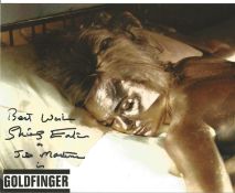 James Bond Goldfinger actress Shirley Eaton signed 10 x 8 colour photo covered in Gold on bed she