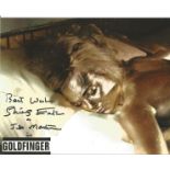 James Bond Goldfinger actress Shirley Eaton signed 10 x 8 colour photo covered in Gold on bed she