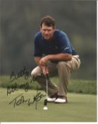 Tom Watson signed 10x8 colour photo. American golfer. Dedicated. Good Condition. All autographs