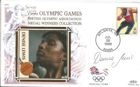 Denise Lewis signed 1996 Olympic games FDC. Gold medallist in Heptathlon. Good Condition. All