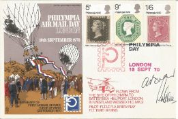 R.A.Lee and C.L. with one other signed flown Philympia Air Mail Day London 19th September 1970 FDC