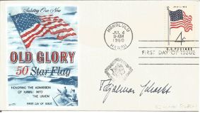 Hjalman Schacht signed Old Glory 50 Star Flag Honouring the Admission of Hawaii into The Union FDC