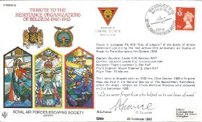 A.C. France signed flown Tribute to the Resistance Organizations of Belgium RAFES FDC. Flown in