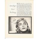 Lizabeth Scott signed magazine page. Good Condition. All autographs are genuine hand signed and come