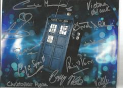 8x10 inch photo signed by TWELVE actors who have starred in Doctor Who, these include Caroline