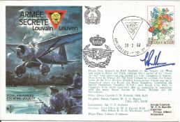 Grp Cpt B Randle signed flown Armee Secrete Louvain - Leuven RAFES FDC. Flown from Brussels to RAF