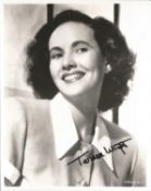 Teresa Wright Signed 10 x 8 inch b/w photo, retrace over biro signature on first name. Condition 5/