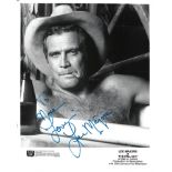 Lee Majors Signed 10 x 8 b/w promo photo from Fall Guy, to Nora. Condition 7/10. All autographs