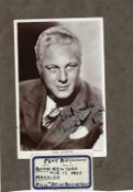 Gene Raymond Signed 6 x 4 inch b/w photo mounted to card. Condition 6/10. All autographs are genuine
