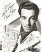 Cesar Romero Signed 10 x 8 inch b/w photo to Nora. Condition 8/10. All autographs are genuine hand
