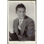 Charles Farrell Signed 6 x 4 inch b/w photo fixed to black card, White border has scuffing to