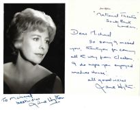 Jane Hylton Signed photo with covering handwritten letter black and white 5. 5 x 3. 5 inch.