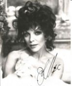 Joan Collins Signed 10 x 8 inch b/w portrait photo, few ink dot to autograph. Condition 5/10. All